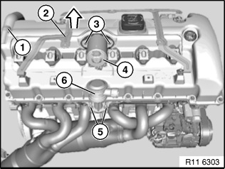 Remove vent hose and valvetronic unit