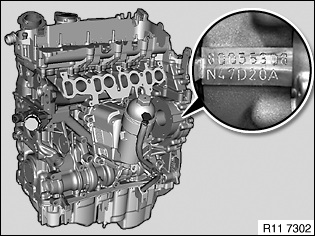 engine number identification location - N47 / N47S / N47C / N47T / N57 / N57S / N57T
