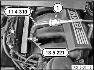 Attach a fuel pressure gauge to the Shrader valve, start engine and record pressure