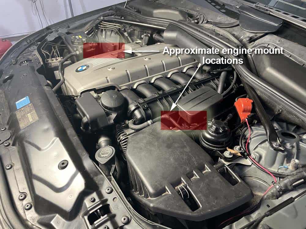 bmw e60 engine mount replacement - locate the left and right engine mounts