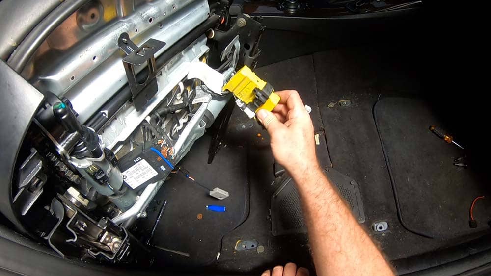 bmw e90 seat occupancy sensor repair - Locate the yellow wiring harness connector