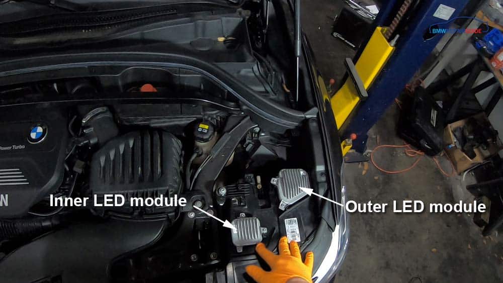 bmw x2 daytime running light replacement - Locate the LED modules on the top of the headlight assemblies