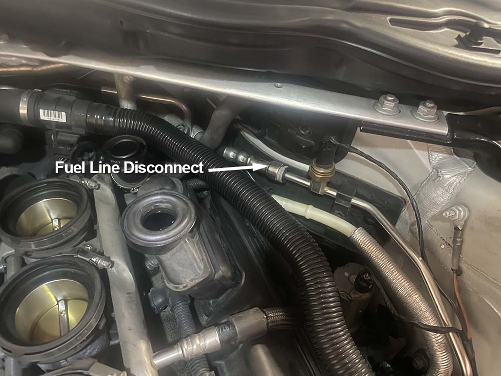 Locate the fuel line quick disconnect
